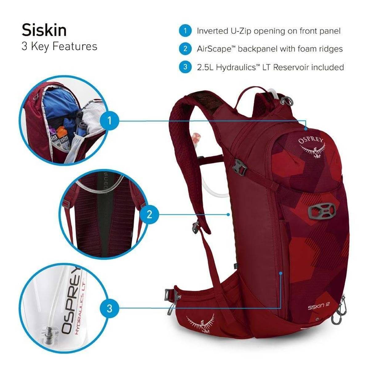 Osprey Siskin 12 Onesize, Drikkesekk Herre