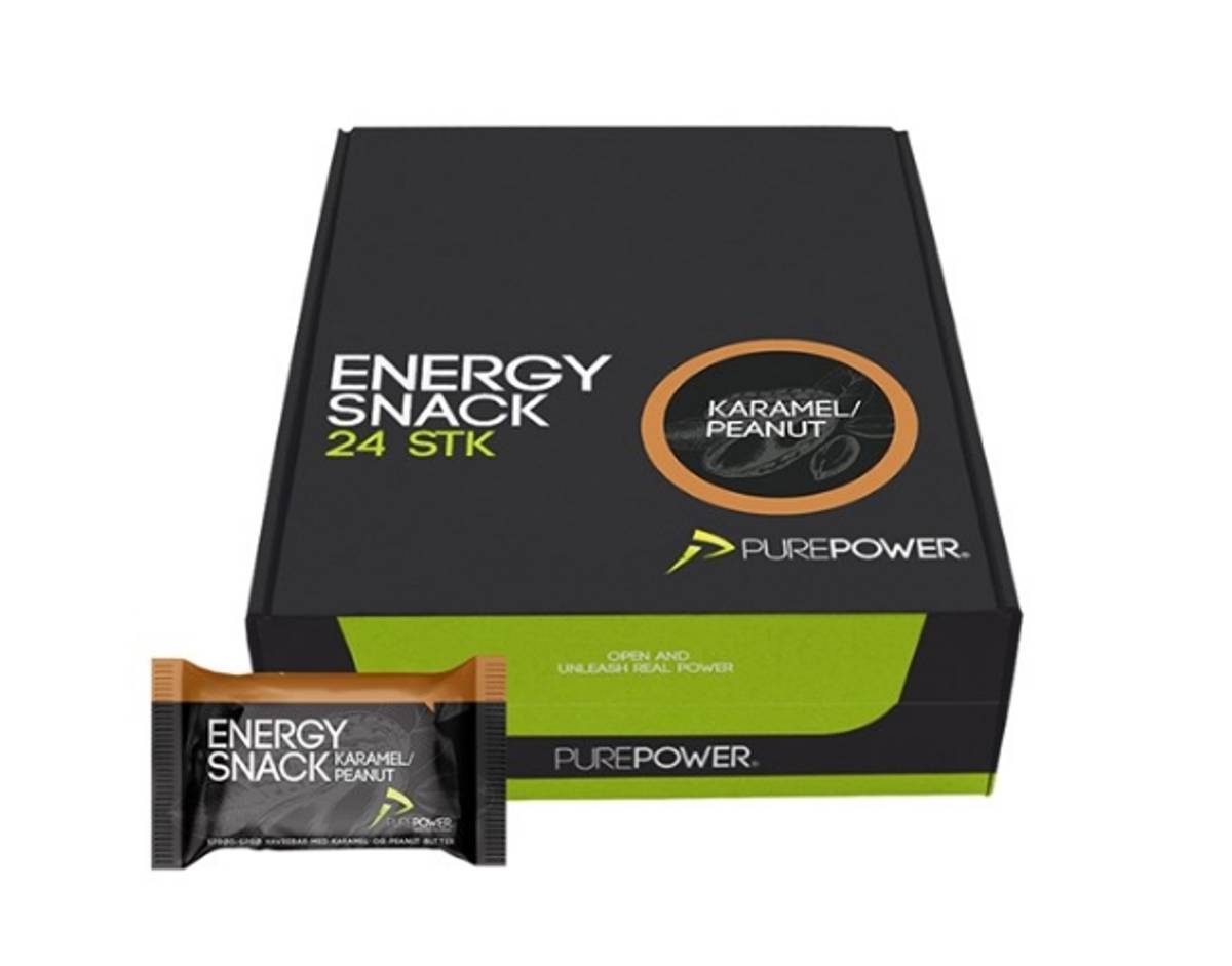 PurePower Energy Snack Caramel & Peanut Bar 60 gram, 24 stk